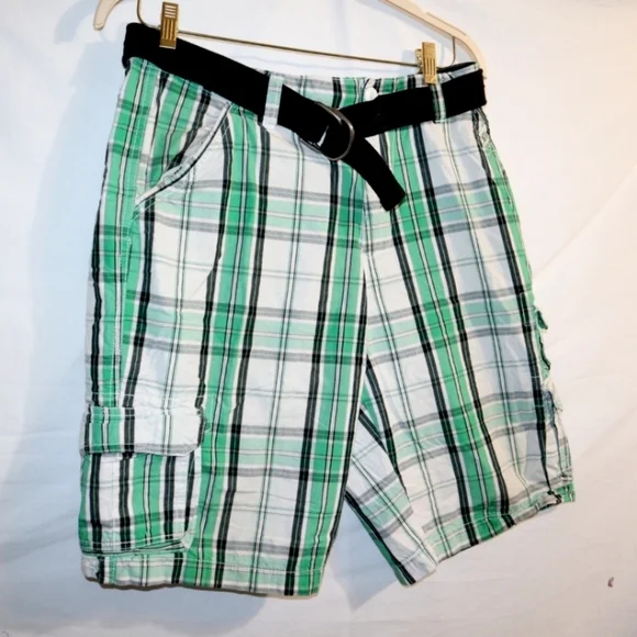 Ecko UnlimitedEcko unlimited men's white, green, plaid Madras - Picture 3 of 9